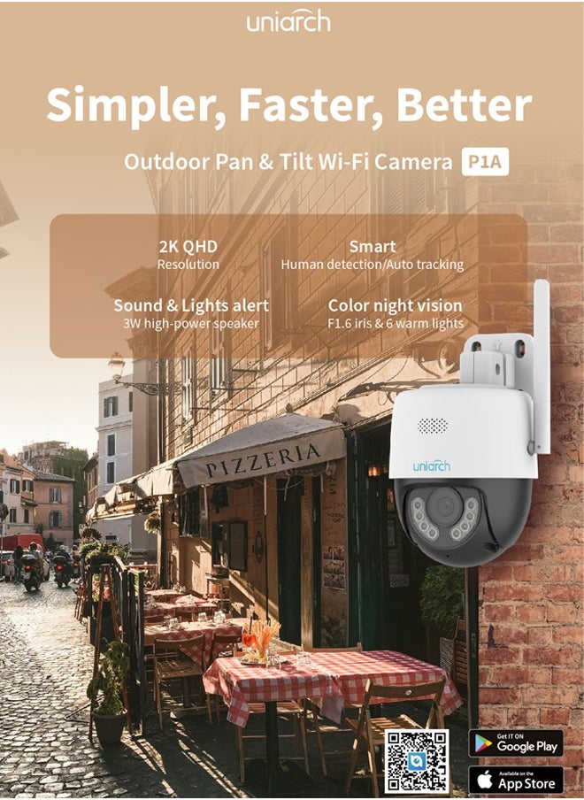 UNIARCH UNIARCH Dual Lens (3.0 MP + 3.0 MP) Outdoor Smart WiFi 360º PT CCTV Camera - UHO-P2S-M33F34 with free 64GB SD card  - Image 3
