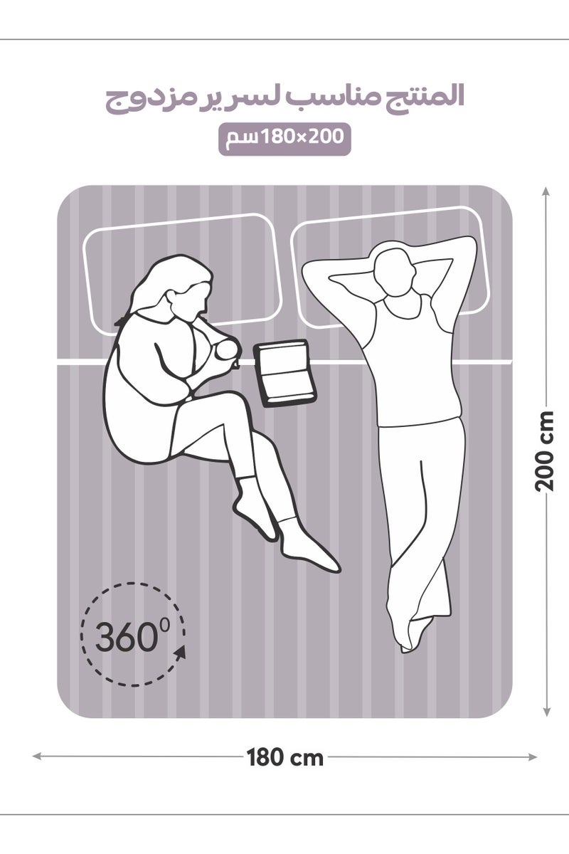 دوناتيلا طقم شرشف سرير مقلم 3 قطع مقاس مزدوج 180×200+ 35 سم, مايكروفايبر مقاوم للحساسية شرشف باطراف مطاط و2 غطاء وسادة - Image 3