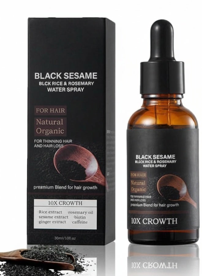EELHOE Black Sesame Hair Growth Serum 30 ml Black Sesame Oil Black Rice Rosemary Water Spray Hair Growth Oil Black Castor Oil Strengthening Nourishing - Image 1