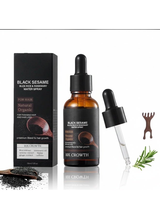 EELHOE Black Sesame Hair Growth Serum 30 ml Black Sesame Oil Black Rice Rosemary Water Spray Hair Growth Oil Black Castor Oil Strengthening Nourishing - Image 2