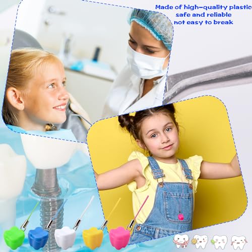 Flotory 120 Pcs Kids Mutlicolor Tooth Savers Necklace Lost Teeth Storage Box Tooth Holders Necklaces Container for Boys Girls Keepsake Dentist Office Goodie Bag Fillers, 5 Colors - Image 4