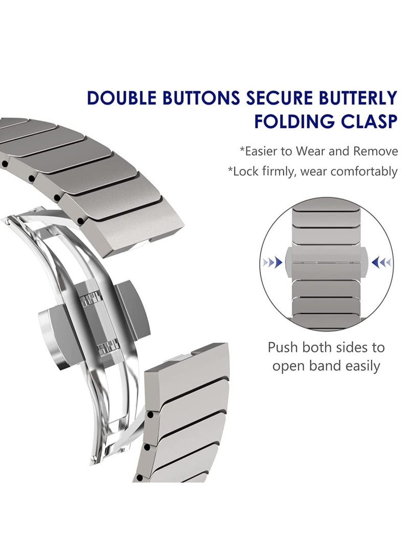 ELTRAZONE Stainless Steel Band Compatible with Apple Watch Ultra Band 49mm/45mm/44mm/42m Solid Metal Strap Adjustable Bands with Folding Clasp for iWatch 3 2 1 Men Women  - Image 3