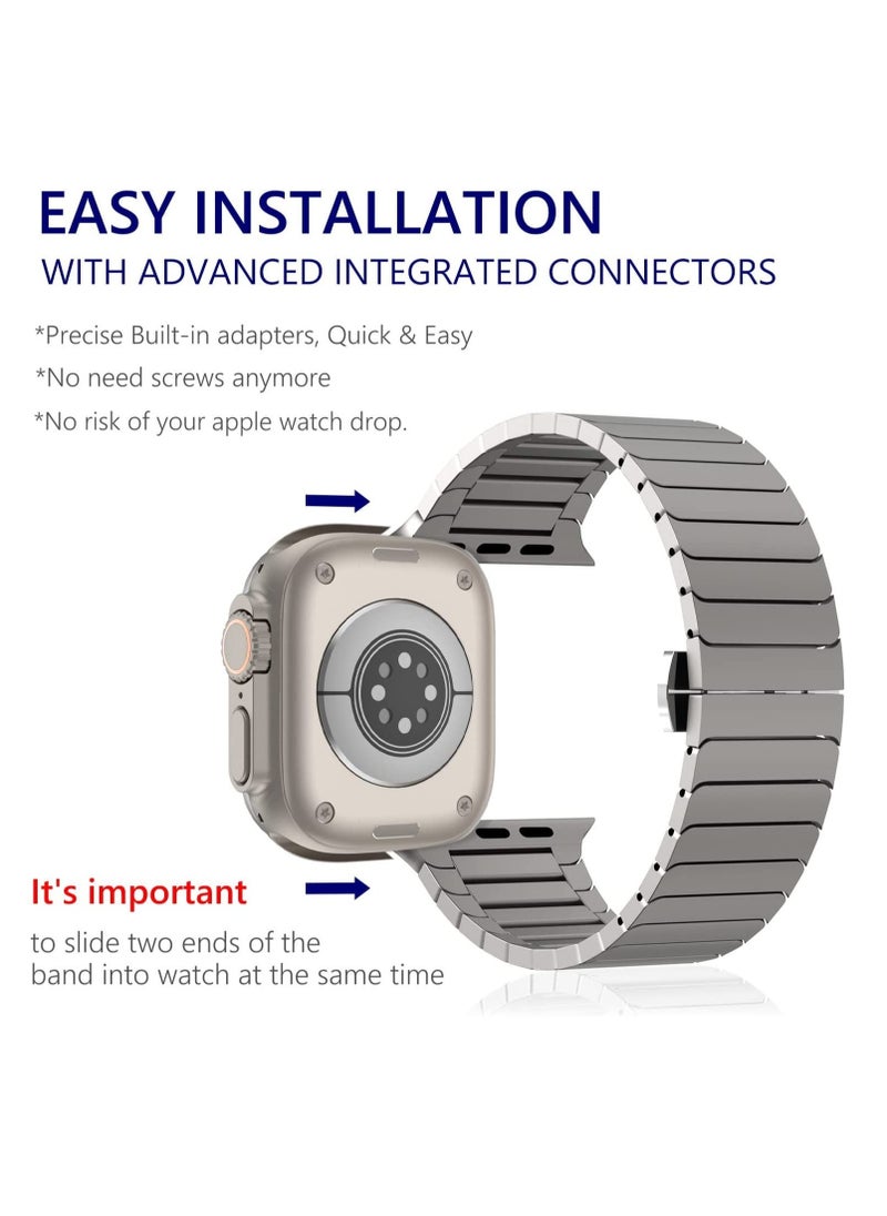 ELTRAZONE Stainless Steel Band Compatible with Apple Watch Ultra Band 49mm/45mm/44mm/42m Solid Metal Strap Adjustable Bands with Folding Clasp for iWatch 3 2 1 Men Women  - Image 4