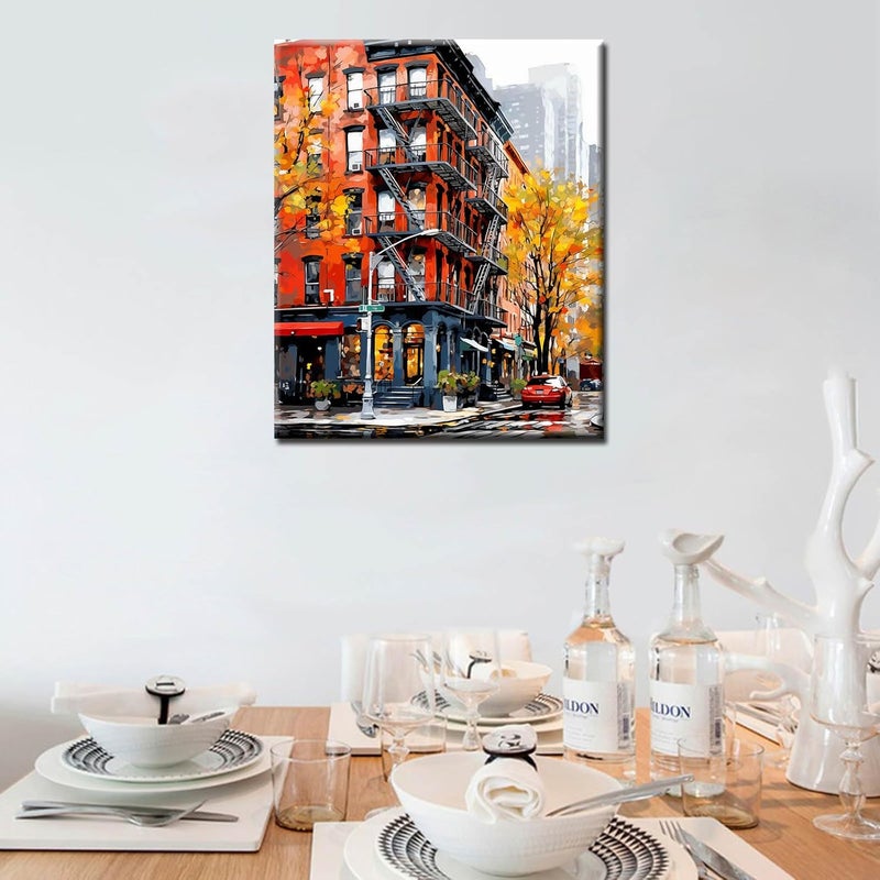 Tucocoo New York City Landscape Oil Painting Paint by Number Kits 16 x 20 inch Canvas Fictional Scenery Graffiti DIY Painting for Kids Students Adults Beginner with Brushes Acrylic Pigment without Frame - Image 3
