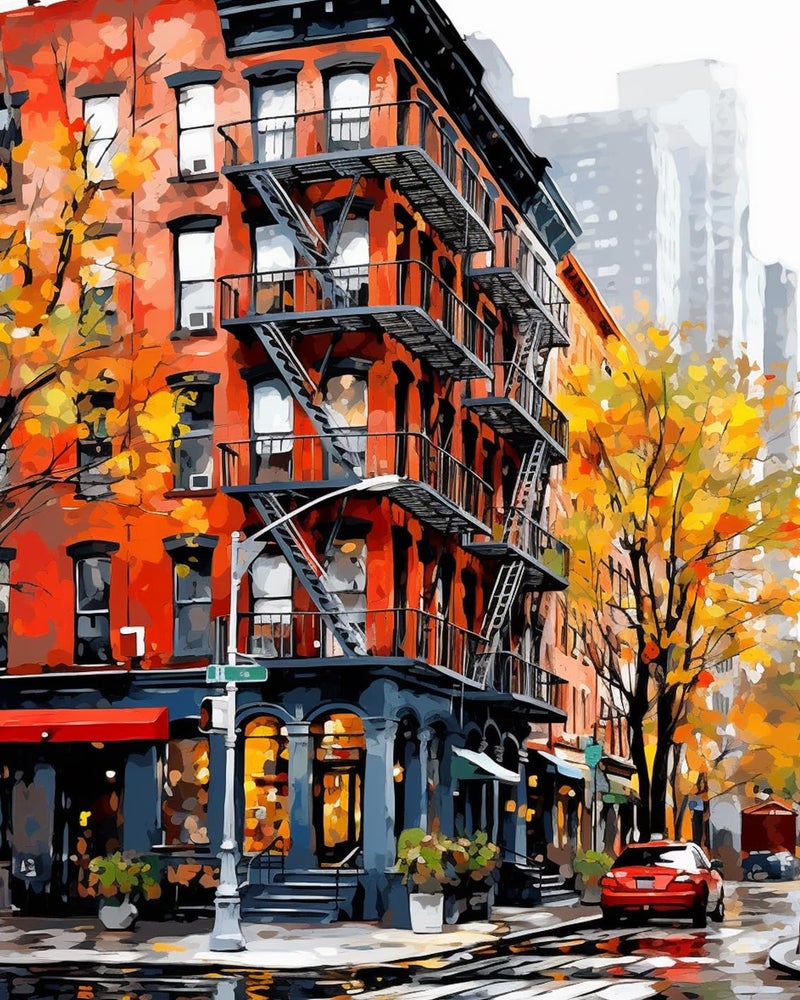 Tucocoo New York City Landscape Oil Painting Paint by Number Kits 16 x 20 inch Canvas Fictional Scenery Graffiti DIY Painting for Kids Students Adults Beginner with Brushes Acrylic Pigment without Frame - Image 1