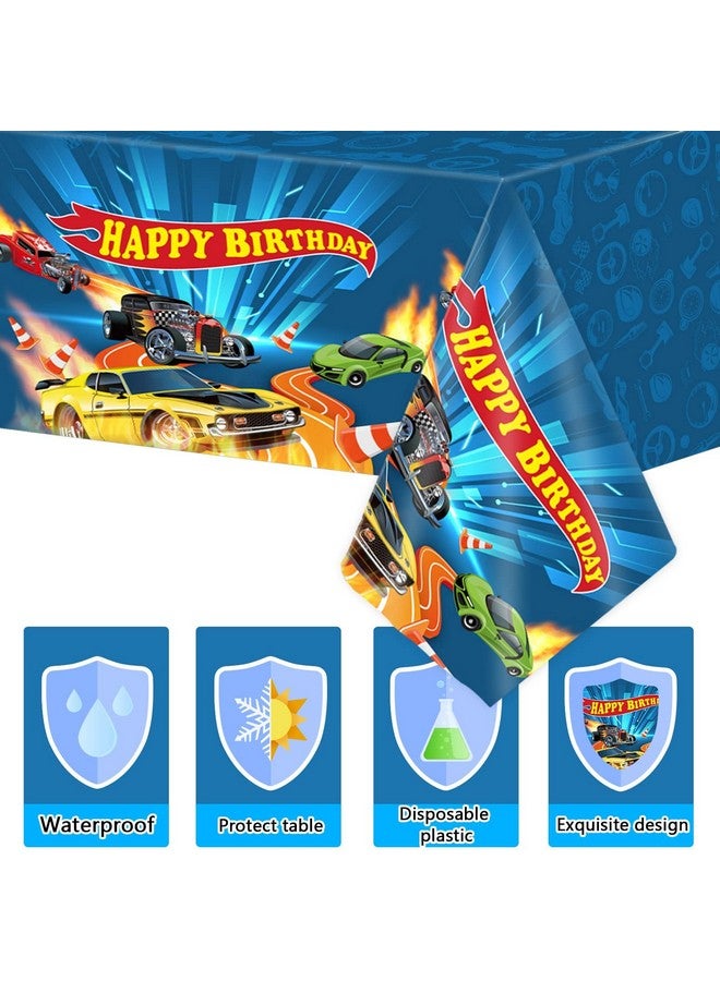 Tevxj 98 Pieces Racing Car Party Decorations Hot Car Tableware Set Racing Car Plates Napkins Tablecloth Party Supplies Kit for Kids Boys Racing Birthday Table Cover Dinnerware Party Favors 24 Guests  - Image 5
