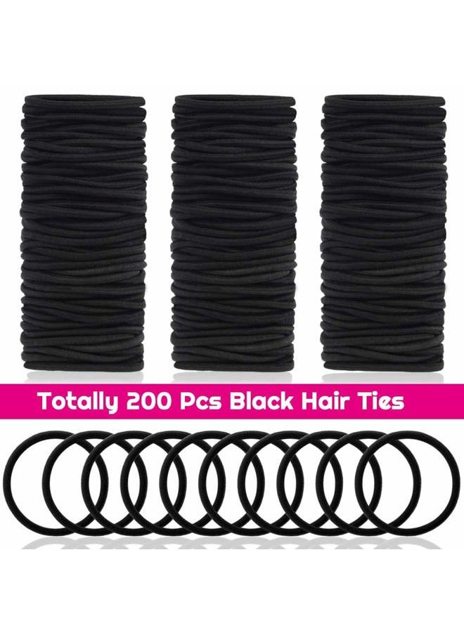 anezus Anezus 200 Pcs Black Elastics Hair Ties Small Bulk Hair Ties Hair Bands (4mm)  - Image 1