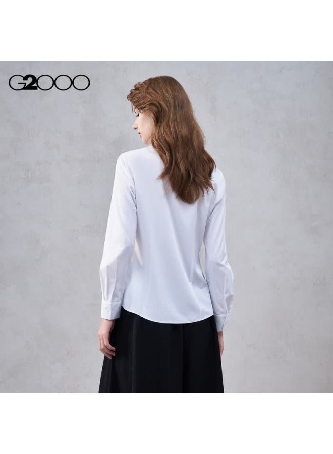 G2000 Women's Autumn Winter Long Sleeve Shirt With Bowknot/modal Stretch, Mall Same Style - Image 1