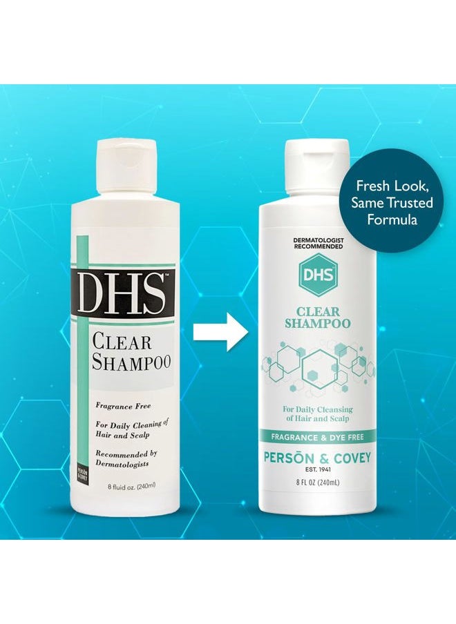 DHS - Clear Shampoo - Women's and Men's Shampoo for Sensitive Skin/Unscented Cleansing Shampoo Cleans Hair and Treats Dry Scalp/Irritant-free, Paraben-free, Fragrance-free, and Dye-free / 8oz - Image 1