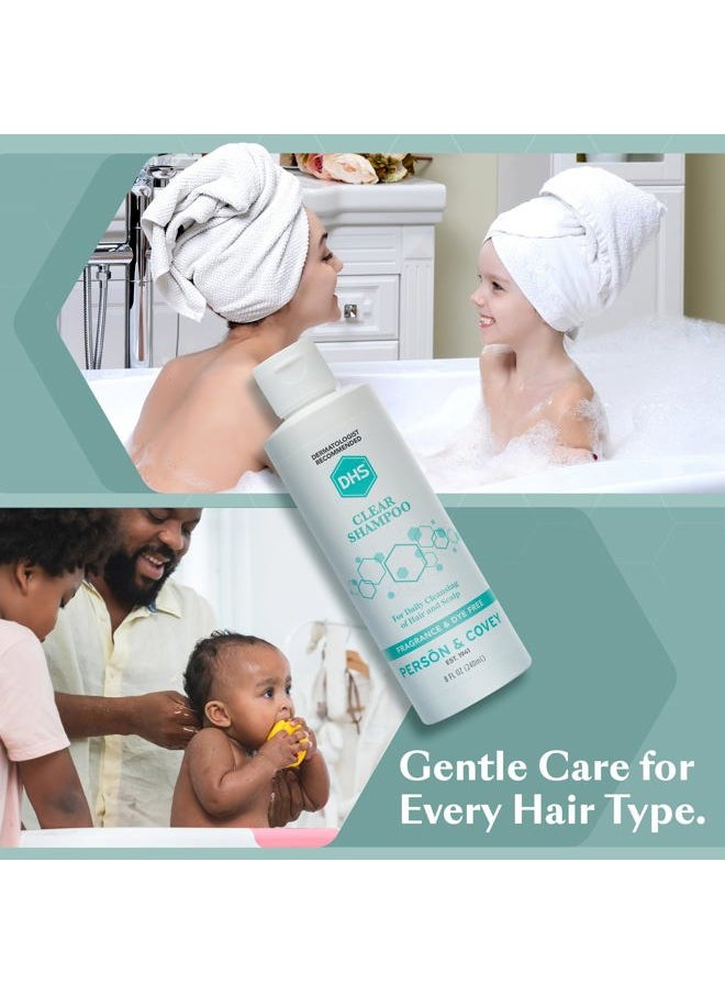 DHS - Clear Shampoo - Women's and Men's Shampoo for Sensitive Skin/Unscented Cleansing Shampoo Cleans Hair and Treats Dry Scalp/Irritant-free, Paraben-free, Fragrance-free, and Dye-free / 8oz - Image 1