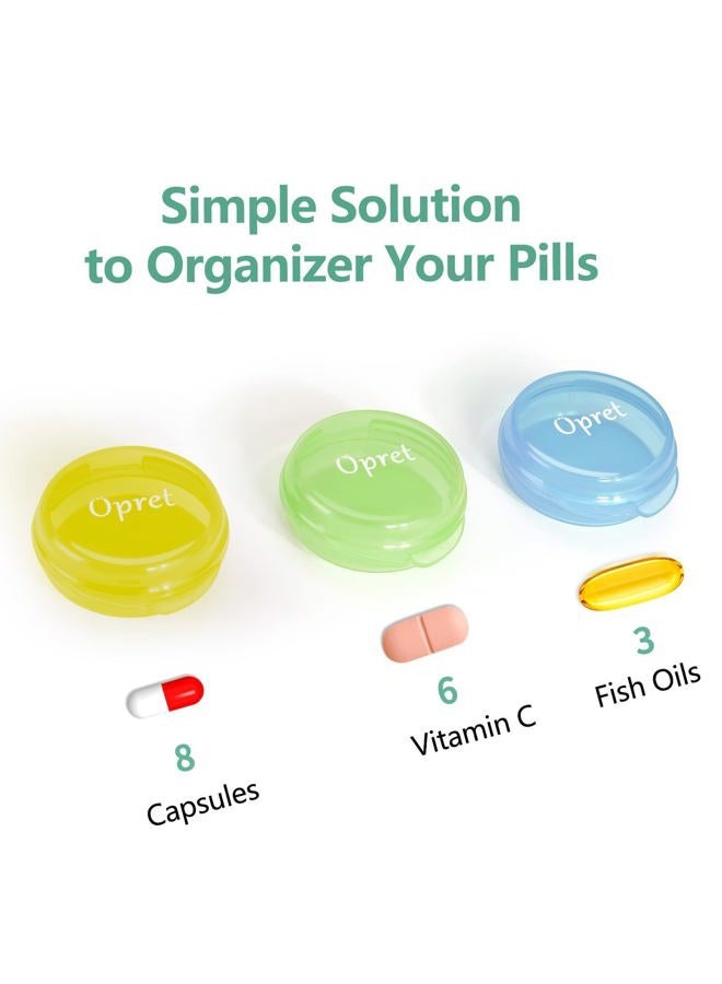 Opret Small Pill Box (3 Pcs), Cute Pill Case Portable for Pocket Purse Briefcase Travel Pills Box Medicine Storage Container Earplug Case - Image 2