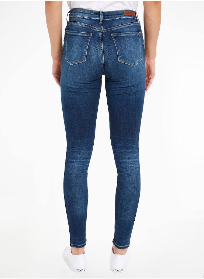 TOMMY HILFIGER Women's Como Heritage Skinny Fit Faded Jeans, Blue  - Image 3