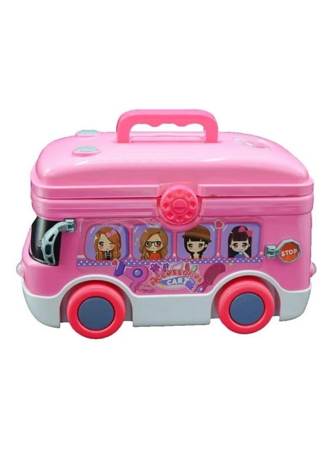 Toyshine Toyshine 2 in 1 Carry Along Musical Mini Bus Rolling Dress Up Girl Beauty Set Birthday Gifts Pretend Play Toy Set for Girls Age 3+  - Image 5