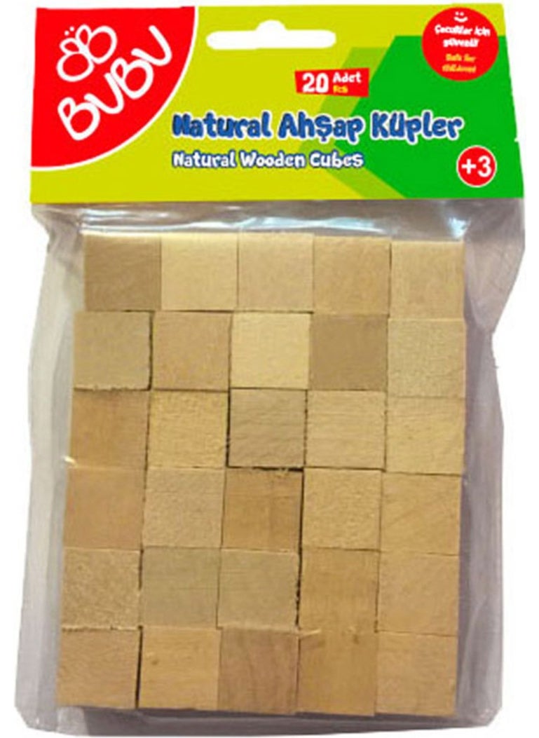 Bu-Bu Wooden Cubes Natural 20 Pieces BUBU-HS0033 