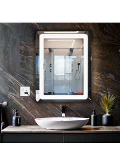 Germa Sanitarywares Germa Sanitarywares Curve Edge LED Mirror for Bathroom with 3Lights Color Tone and Touch SensorDesigner Mirror for LivingBed RoomDimmable and Memory Function Wall MirrorRectangle Shape 18x24Inch  - Image 3
