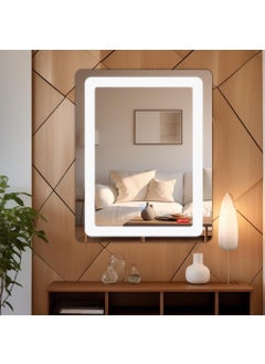 Germa Sanitarywares Germa Sanitarywares Curve Edge LED Mirror for Bathroom with 3Lights Color Tone and Touch SensorDesigner Mirror for LivingBed RoomDimmable and Memory Function Wall MirrorRectangle Shape 18x24Inch  - Image 2