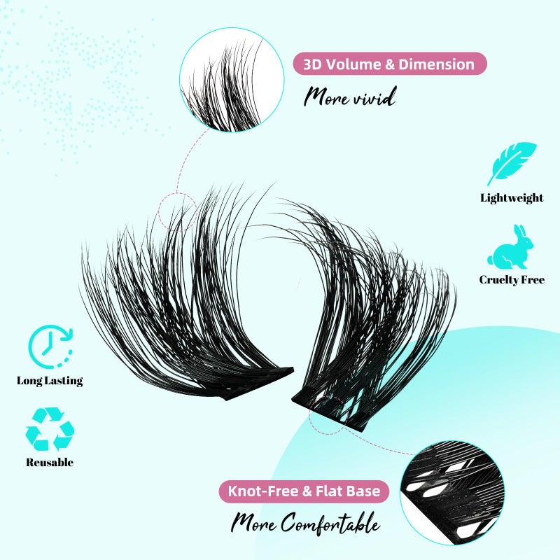 AMZGIRL LASH Lash Extension Kit 3D Effect Lash Clusters Kit 144pcs D Curl Eyelash Extension Kit with Lash Bond and Seal Lash Remover Lash Tweezers for Lash Clusters Eyelash Clusters Kit (Shadows, D-10-18mm Kit) - Image 3
