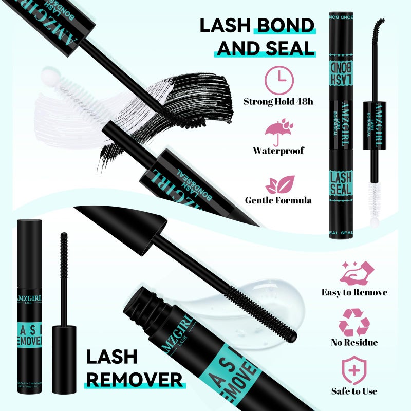 AMZGIRL LASH Lash Extension Kit 3D Effect Lash Clusters Kit 144pcs D Curl Eyelash Extension Kit with Lash Bond and Seal Lash Remover Lash Tweezers for Lash Clusters Eyelash Clusters Kit (Shadows, D-10-18mm Kit) - Image 4