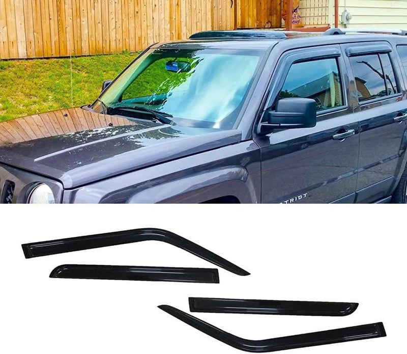 ZZDSNJ Tape-On Window Visors 4-Piece for 2007-2018 Jeep Patriot - Smoke Sun Rain Guard Shield - Image 1