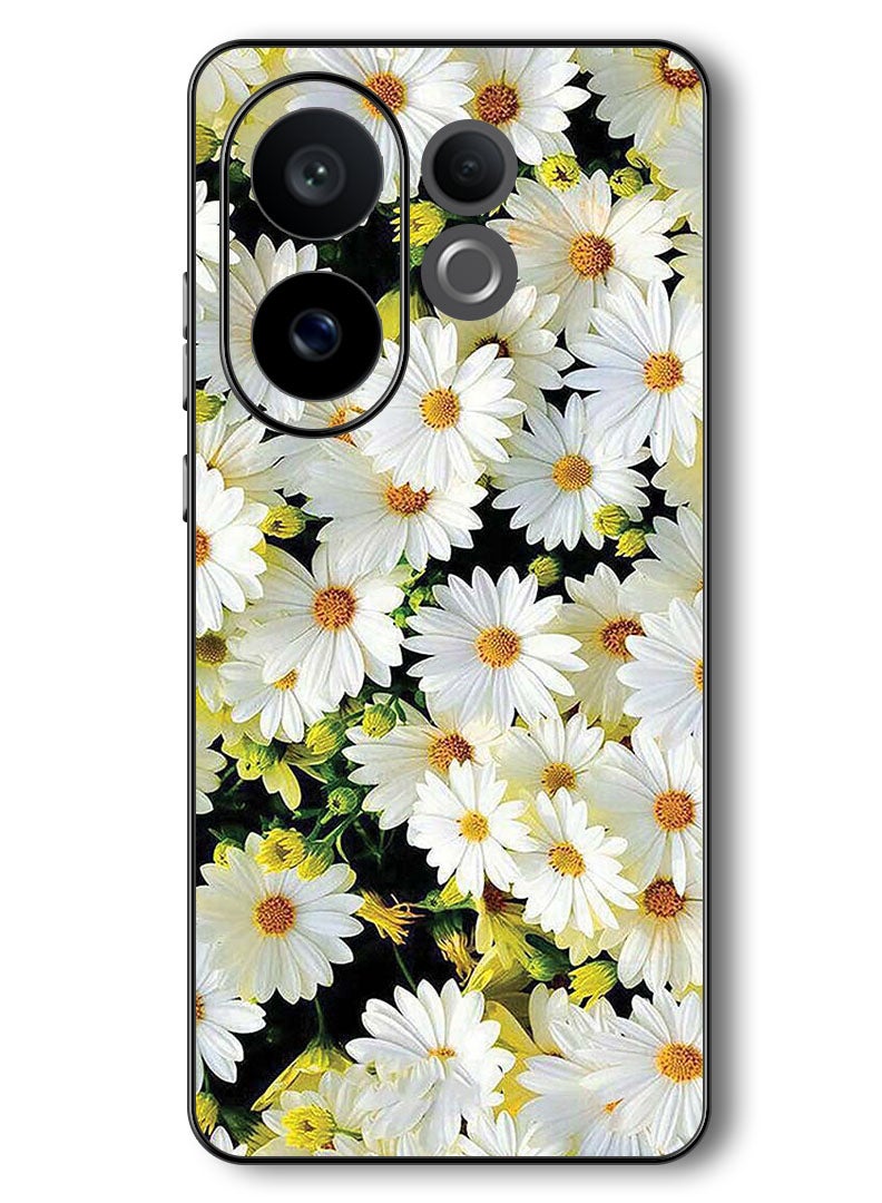 Theodor Case Compatible with Vivo V60 6.77 Inch Protection Shockproof Bumper Cover White Flowers - Image 1