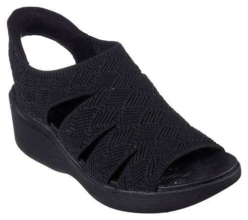SKECHERS صندل سكيشرز للنساء PIER-LITE - MEMORY MAKER بكعب عريض، أسود/أسود 8 M - Image 3