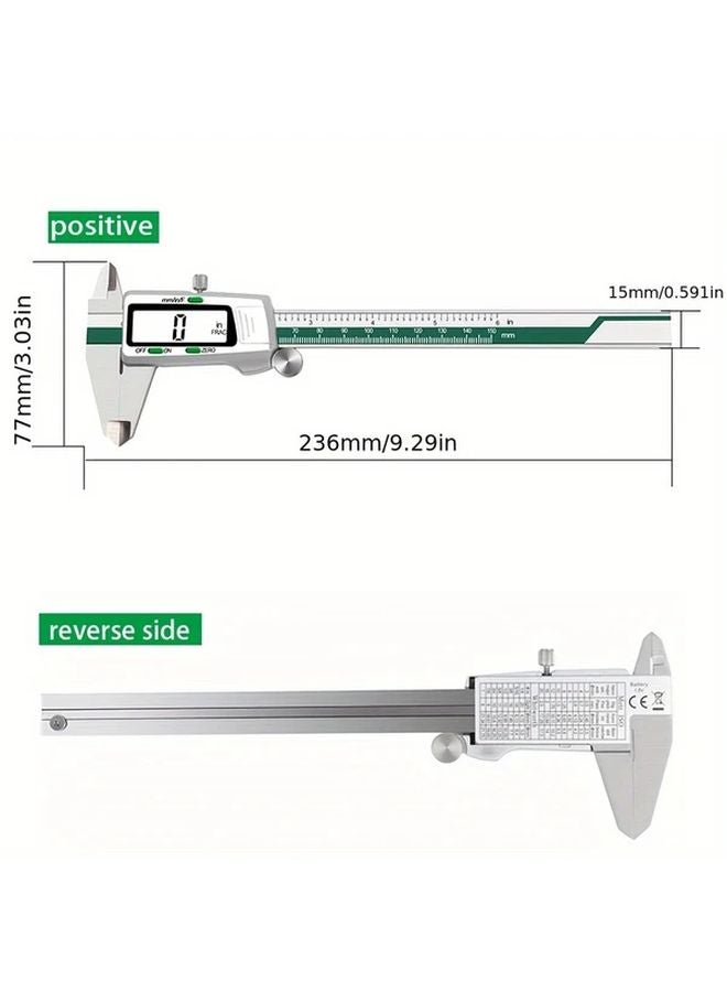 الفرجار الرقمي الأزرق 150 مم، فرجار فيرنيه عالي الدقة، قياس بالملليمتر والبوصة والكسور - Image 3