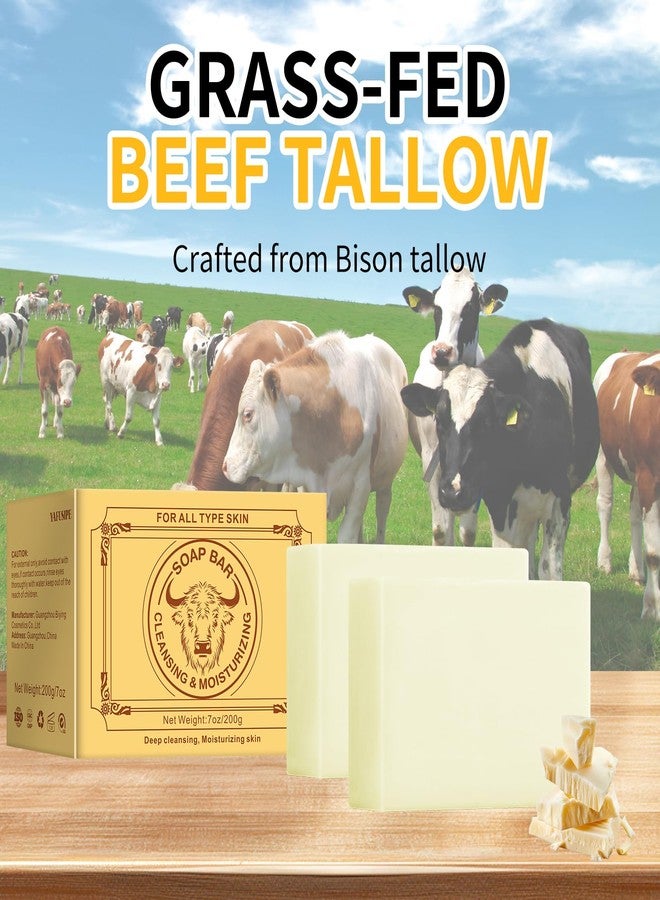 YAFUSIPE Organic Grass Fed Beef Tallow Soap Bar for Skin Glow 7OZ/200G Handmade Tallow Soap for Face and Body Moisturizing Facial Cleanser Face Wash Unscented Bathing Bar Soap For Women Men All Skin Type - Image 3