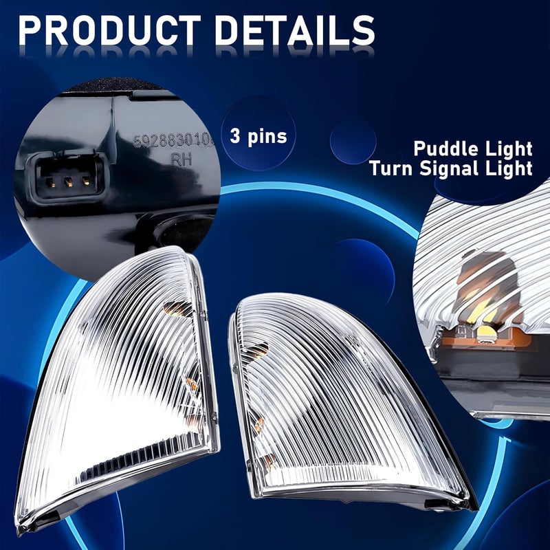 Gagsu Mirror Turn Signal Light Front Left Drive Side & Right Passenger Side Compatible with Dodge Ram 1500 2009-2018, Ram 2500 2010-2018, Mirror Turn Signal Light Lamp Housing 68064948AA 68064949AA - Image 2