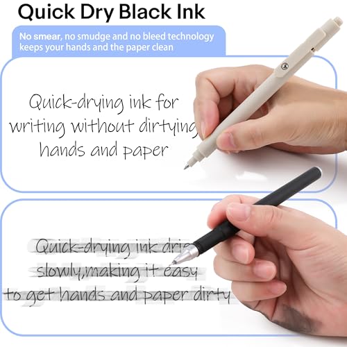RIANCY Aesthetic Pens Beige Pens 5Pcs 0.5mm Quick Dry Black Ink Gel Pens Fine Point Smooth Writing Cute Pen Japanese Stationary Home Work Essentials Nurse School Gifts Office Supplies - Image 4