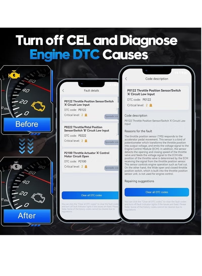 أداة اكس  XTOOL AD20 بلوتوث أوتوماتيك OBD2 الماسح الضوئي 2025 قارئ الرمز OBD 2 أدوات التشخيص قراءة رمز الخطأ تشخيص المحرك تطبيق مجاني - Image 2