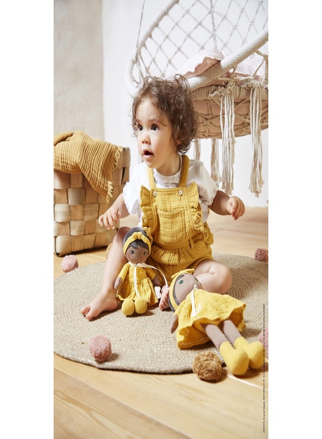 Kaloo Tendresse - My First Fabric Doll Naomie 10” Tall - Black Hair and Yellow Linen Dress - Washable - Ages 0+ - K200008 - Image 5