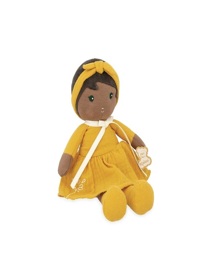 Kaloo Tendresse - My First Fabric Doll Naomie 10” Tall - Black Hair and Yellow Linen Dress - Washable - Ages 0+ - K200008 - Image 3
