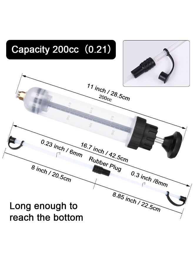 GNAFOTU 200cc Fluid Extractor,Oil Suction Syringe,Change Syringe Brake Fluid Extractor Pump,Change Syringe with Extension Tube, Automotive Oil Syringe - Image 3