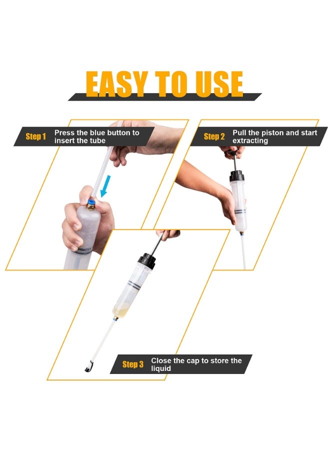 GNAFOTU 200cc Fluid Extractor,Oil Suction Syringe,Change Syringe Brake Fluid Extractor Pump,Change Syringe with Extension Tube, Automotive Oil Syringe - Image 4