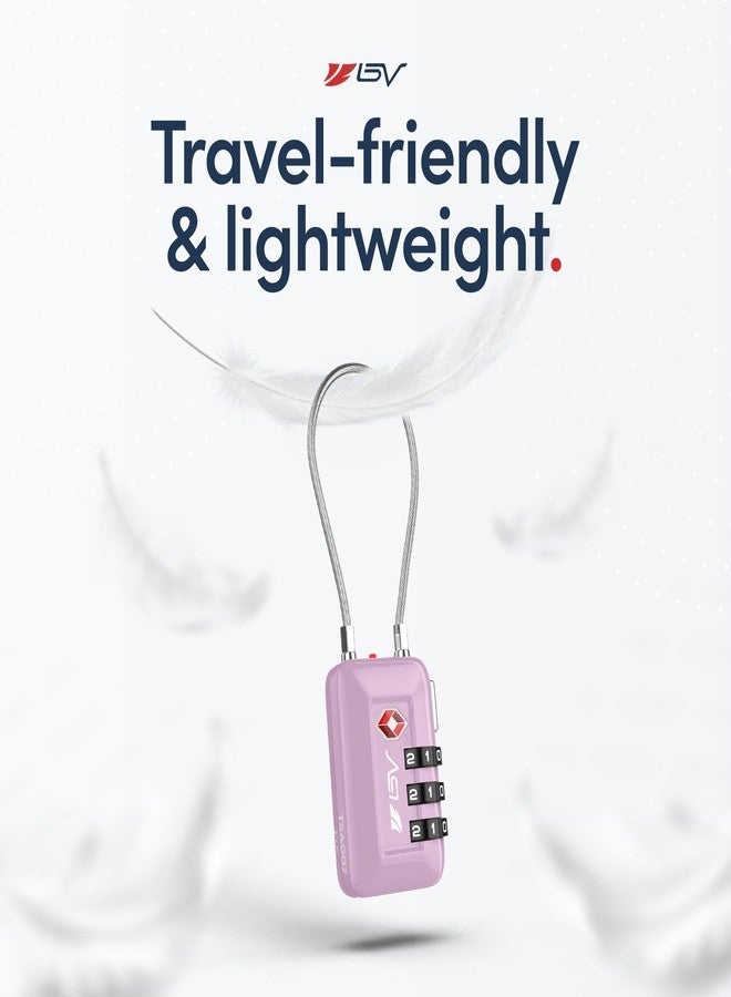 بي في قفل سفر للأمتعة معتمد من إدارة أمن النقل (TSA)، قفل مركب، اضبطه بنفسك، لخزانة المدرسة، الصالة الرياضية، أقفال حقائب السفر، خزائن الملفات، صندوق الأدوات، الحقيبة (أرجواني، عبوة من 4 قطع) - Image 5