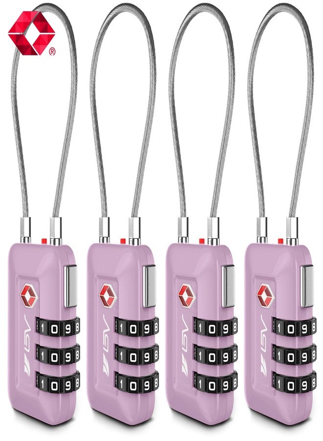 بي في قفل سفر للأمتعة معتمد من إدارة أمن النقل (TSA)، قفل مركب، اضبطه بنفسك، لخزانة المدرسة، الصالة الرياضية، أقفال حقائب السفر، خزائن الملفات، صندوق الأدوات، الحقيبة (أرجواني، عبوة من 4 قطع) - Image 1