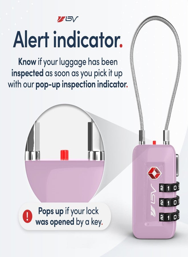 بي في قفل سفر للأمتعة معتمد من إدارة أمن النقل (TSA)، قفل مركب، اضبطه بنفسك، لخزانة المدرسة، الصالة الرياضية، أقفال حقائب السفر، خزائن الملفات، صندوق الأدوات، الحقيبة (أرجواني، عبوة من 4 قطع) - Image 4