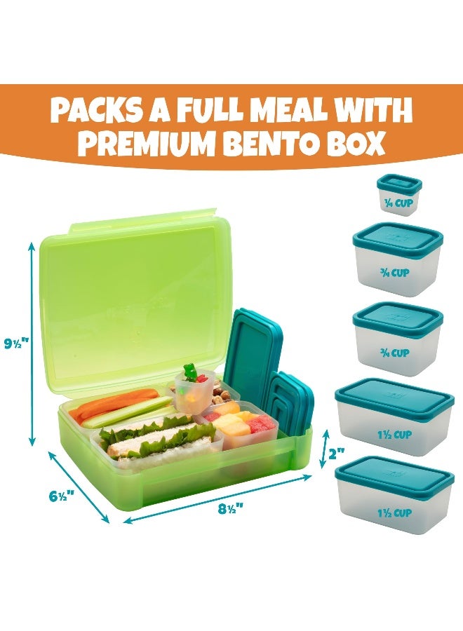 Bentology Bento Lunch Box Set w 5 Removable Nesting Containers- Adaptable Inner Compartment Portion Sizes- Meal Prep Snack Holders for Back to School, Leakproof Durable & BPA Free- Dishwasher Safe - Image 2
