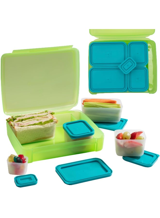 Bentology Bento Lunch Box Set w 5 Removable Nesting Containers- Adaptable Inner Compartment Portion Sizes- Meal Prep Snack Holders for Back to School, Leakproof Durable & BPA Free- Dishwasher Safe - Image 1