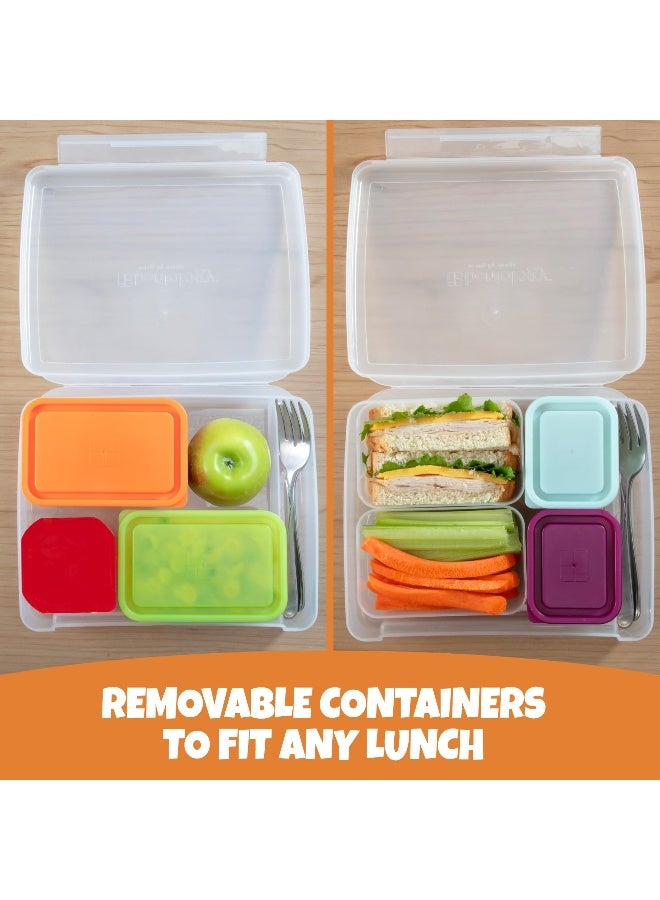 Bentology Bento Lunch Box Set w 5 Removable Nesting Containers- Adaptable Inner Compartment Portion Sizes- Meal Prep Snack Holders for Back to School, Leakproof Durable & BPA Free- Dishwasher Safe - Image 5
