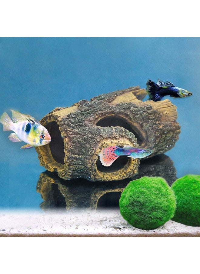 Uniclife Uniclife Resin Hollow Tree Trunk Betta Log Aquarium Decorations Ornament Fish House Cave Wood House Decor for Small and Medium Fish Tank  - Image 2