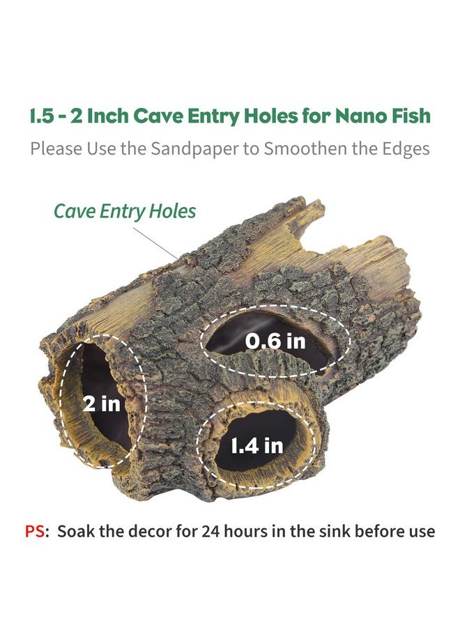 Uniclife Uniclife Resin Hollow Tree Trunk Betta Log Aquarium Decorations Ornament Fish House Cave Wood House Decor for Small and Medium Fish Tank  - Image 3