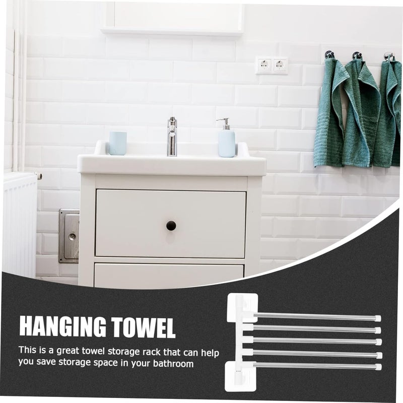 Stainless Steel Rotatory Towel Rack Bar Wall Mounted No Drill Bathroom Organizer Scratch Resistant Multipurpose Holder for Quick Dry Towels - Image 2