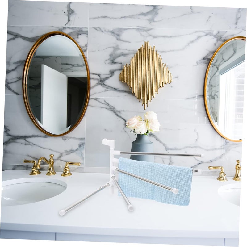 Stainless Steel Rotatory Towel Rack Bar Wall Mounted No Drill Bathroom Organizer Scratch Resistant Multipurpose Holder for Quick Dry Towels - Image 5