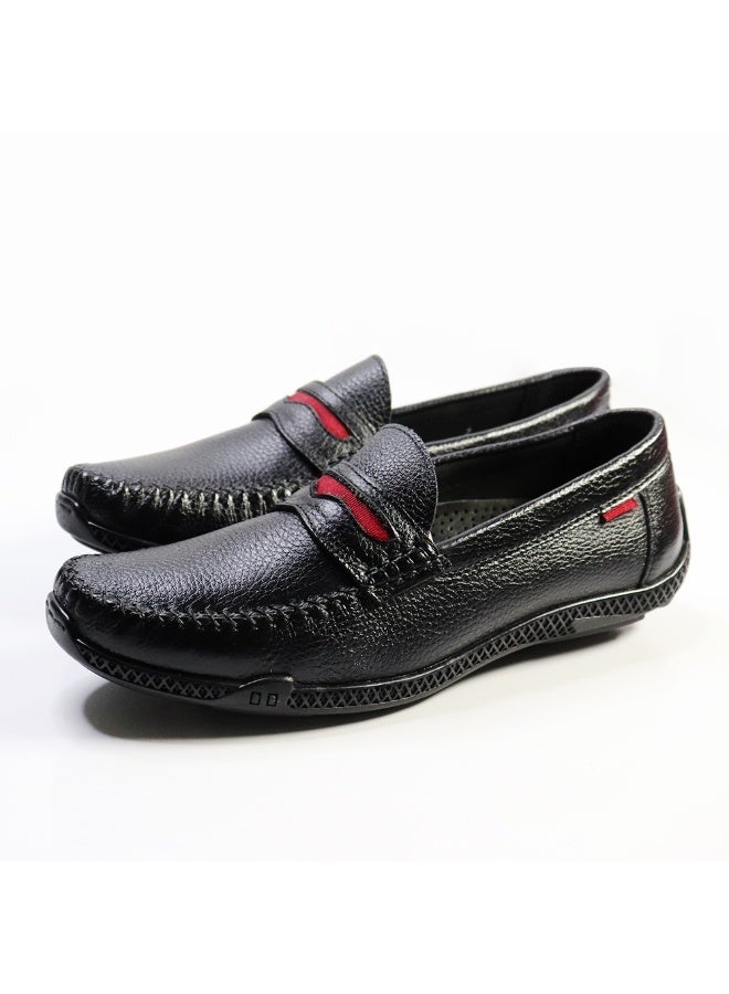 Mont Hawk Mallorca Men's Genuine Leather Slip-On Loafers – Premium Leather Casual & Semi Formal Shoes with Flexible TPR Rubber Sole, Comfortable Office Driving Walking Footwear (Black) - Image 2