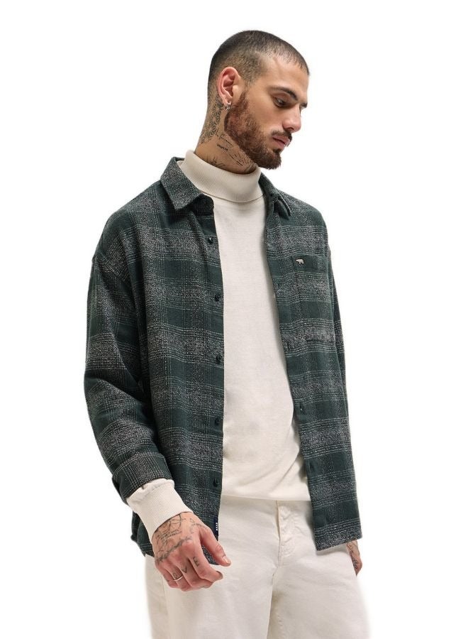THE BEAR HOUSE Shacket for Men | Long Sleeve, Casual Button-Down | Soft, Breathable Fabric for Work, Everyday, & All-Season Wear in Stylish Design - Image 1