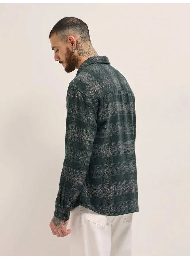 THE BEAR HOUSE Shacket for Men | Long Sleeve, Casual Button-Down | Soft, Breathable Fabric for Work, Everyday, & All-Season Wear in Stylish Design
