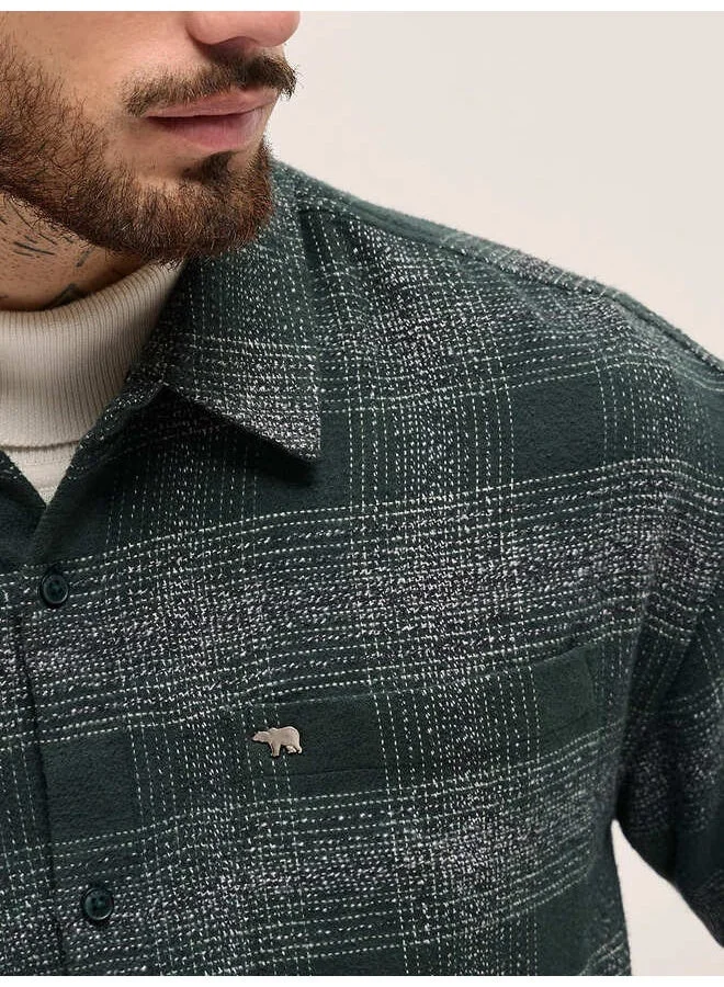 THE BEAR HOUSE  Shacket for Men | Long Sleeve, Casual Button-Down | Soft, Breathable Fabric for Work, Everyday, & All-Season Wear in Stylish Design for Men | Best Price UAE