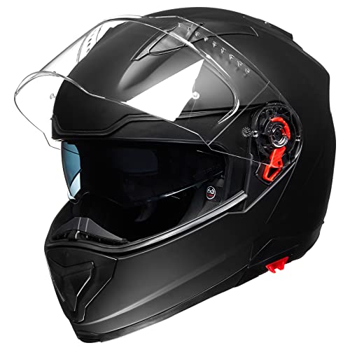 ILM Modular Motorcycle Helmets for Adults Men Full Face Flip up Pinlock Compatible DOT Model 909 (Matte Black, S) - Image 4