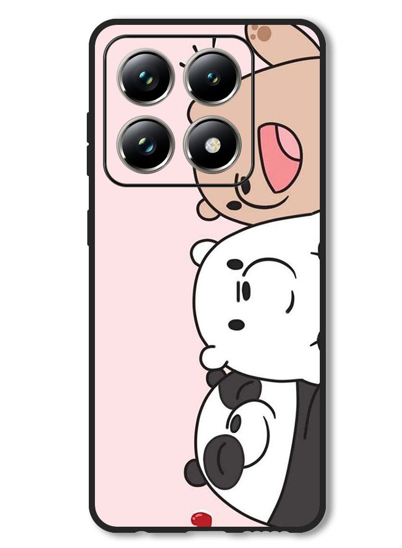 Theodor Case Compatible with Xiaomi 14T Protection Shockproof Bumper Cover Three Friends Panda - Image 1